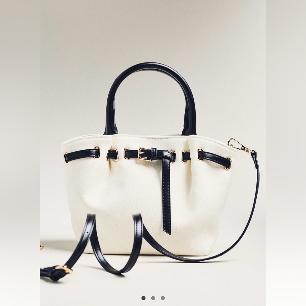 Anthropologie Mini Belted Canvas Tote Bag